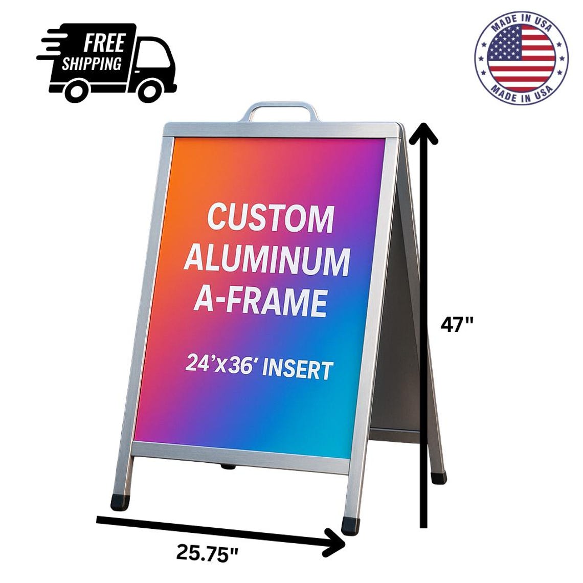 Custom Aluminum A-frame Sidewalk Sign: Weather-resistant 24x36 Insert ...