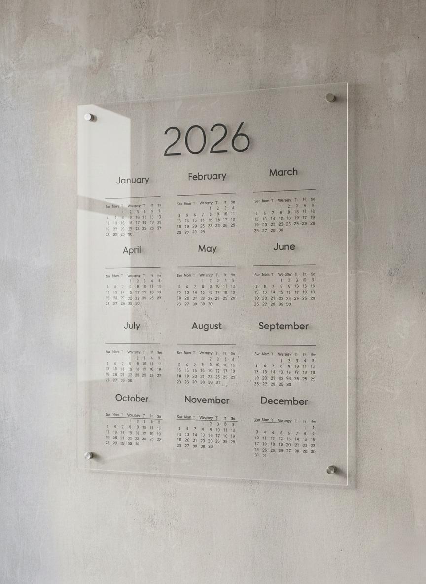 Yearly Dry Erase Acrylic Calendar , 2026 Large Wall Planner , Home ...