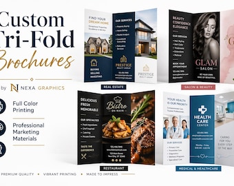 Custom Tri-Fold Brochure Printing, Business Marketing Brochures, Folded Pamphlets, Promotional Brochure Design