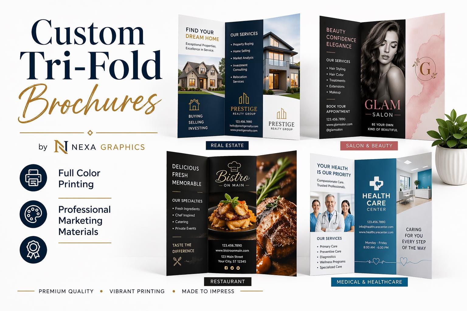 Custom Tri-Fold Brochure Printing, Business Marketing Brochures, Fo...
