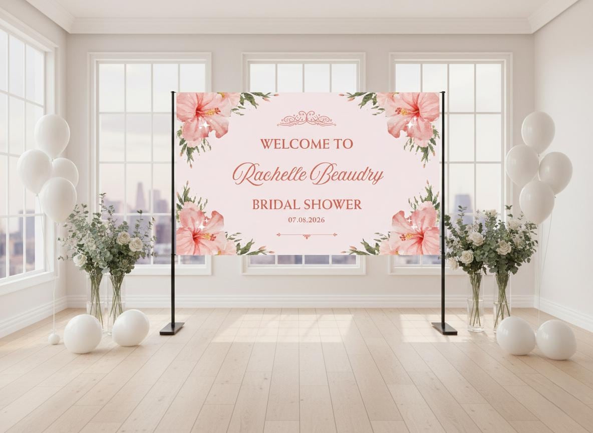Photo Backdrop Banner, Custom Text and Logo (Weddings, Birthdays, E...