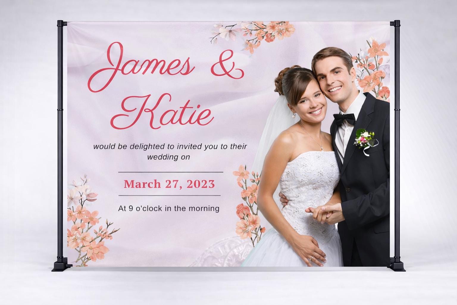 Custom Wedding Photo Backdrop – Invitation Banner, Personalized Design