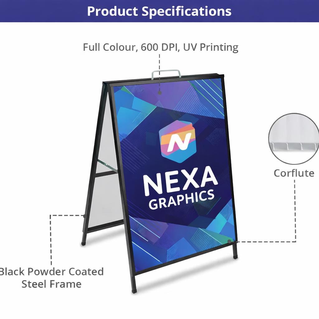Metal A-Frame Sign, Double-Sided Outdoor Sidewalk