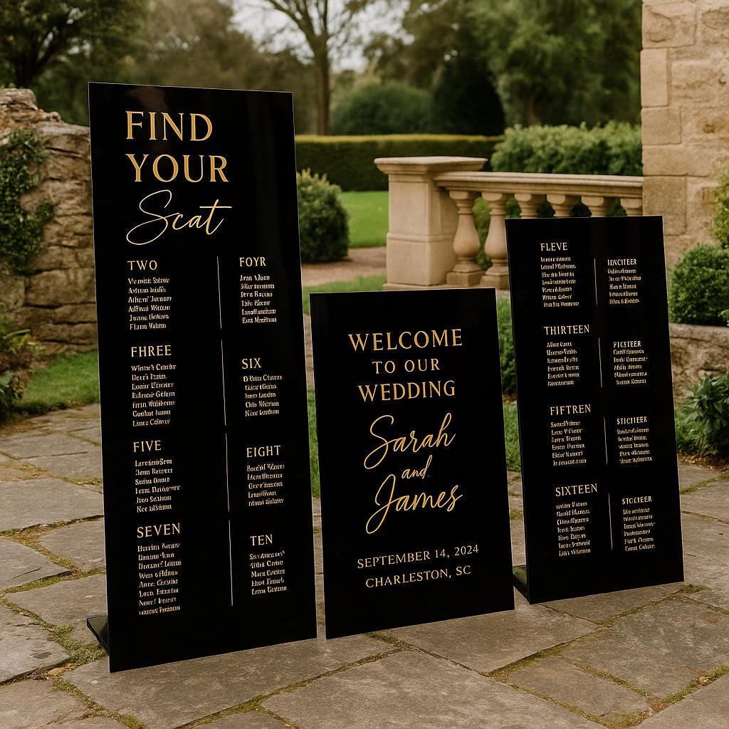 Wedding Acrylic Sign Bundle: Personalized Welcome and Seating Charts