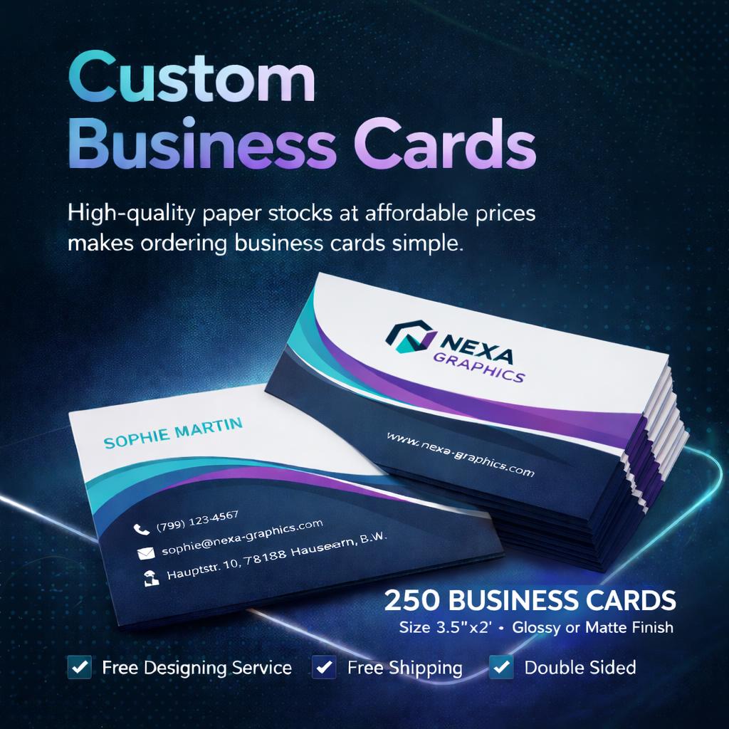 Custom Business Cards | Free Design, Glossy/Matte Finish, Double Si...