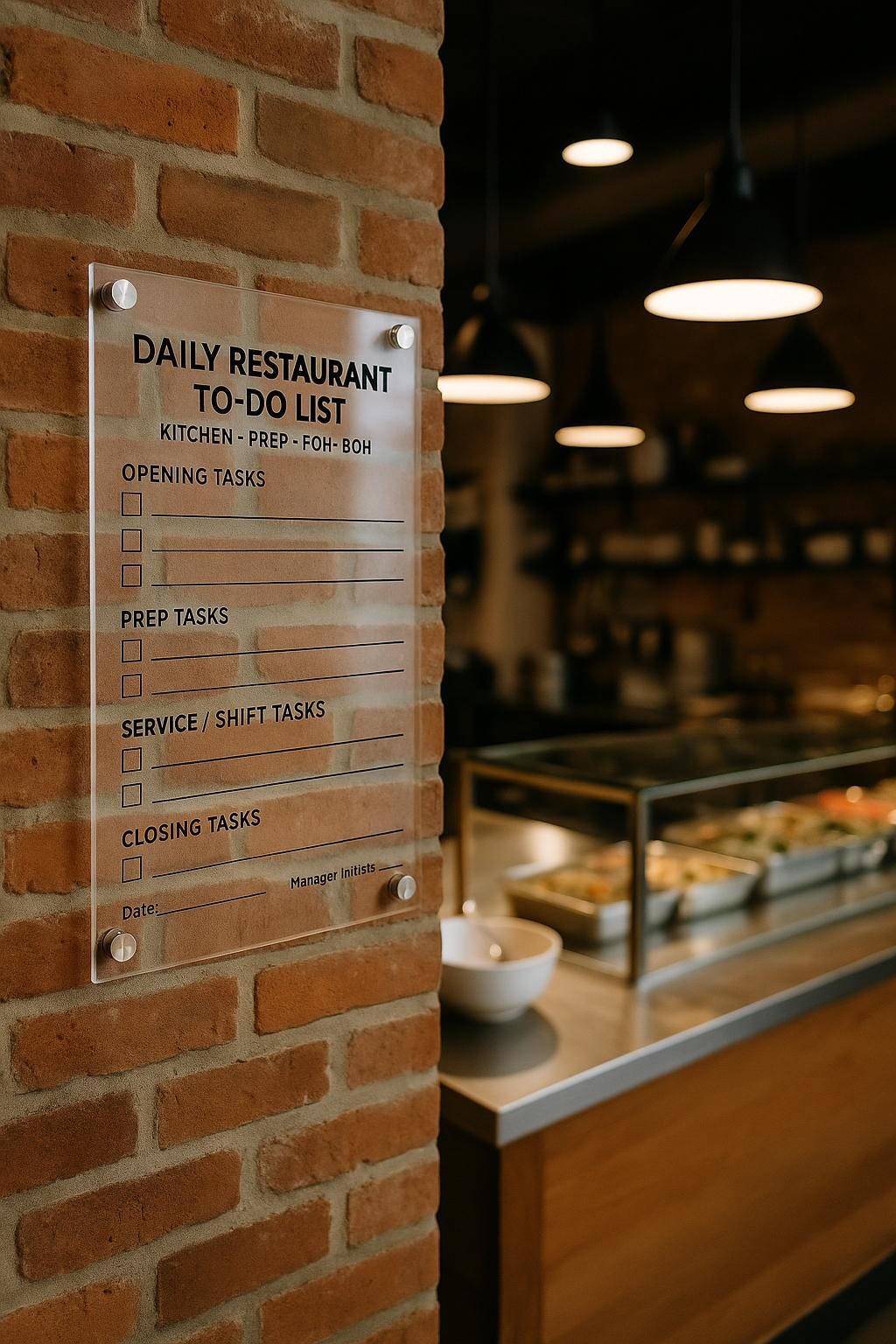 Acrylic Restaurant To-Do List | Reusable Kitchen Checklist
