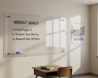 Large Frosted Acrylic Dry Erase Board – Floating Wall Mounted Panel