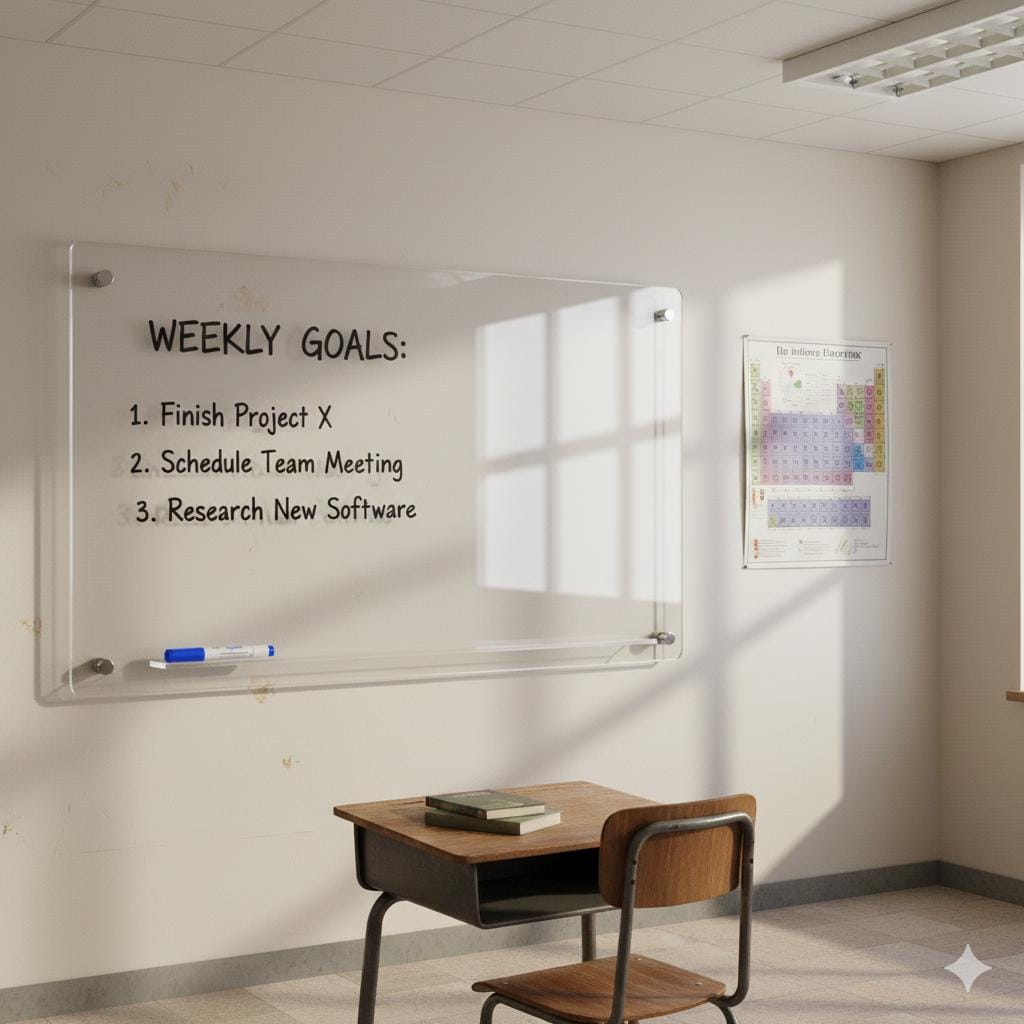 Large Frosted Acrylic Dry Erase Board – Floating Wall Mounted Panel