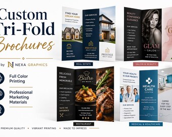 Custom Tri-Fold Brochure Printing, Business Marketing Brochures, Folded Pamphlets, Promotional Brochure Design