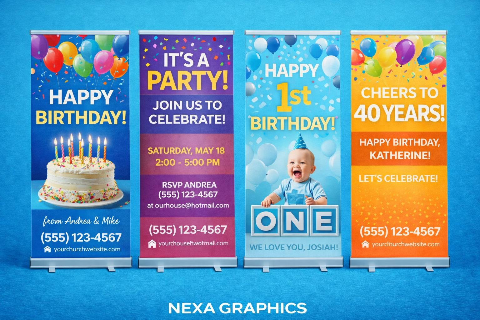 Custom Birthday Retractable Banner | Party Celebration Sign