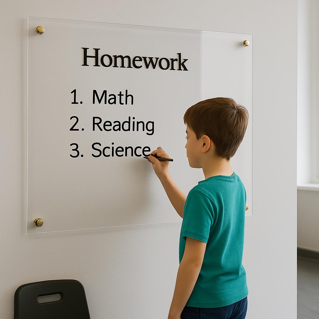 Clear Acrylic Dry Erase Board - Large Wall Mounted Panel Floating S...