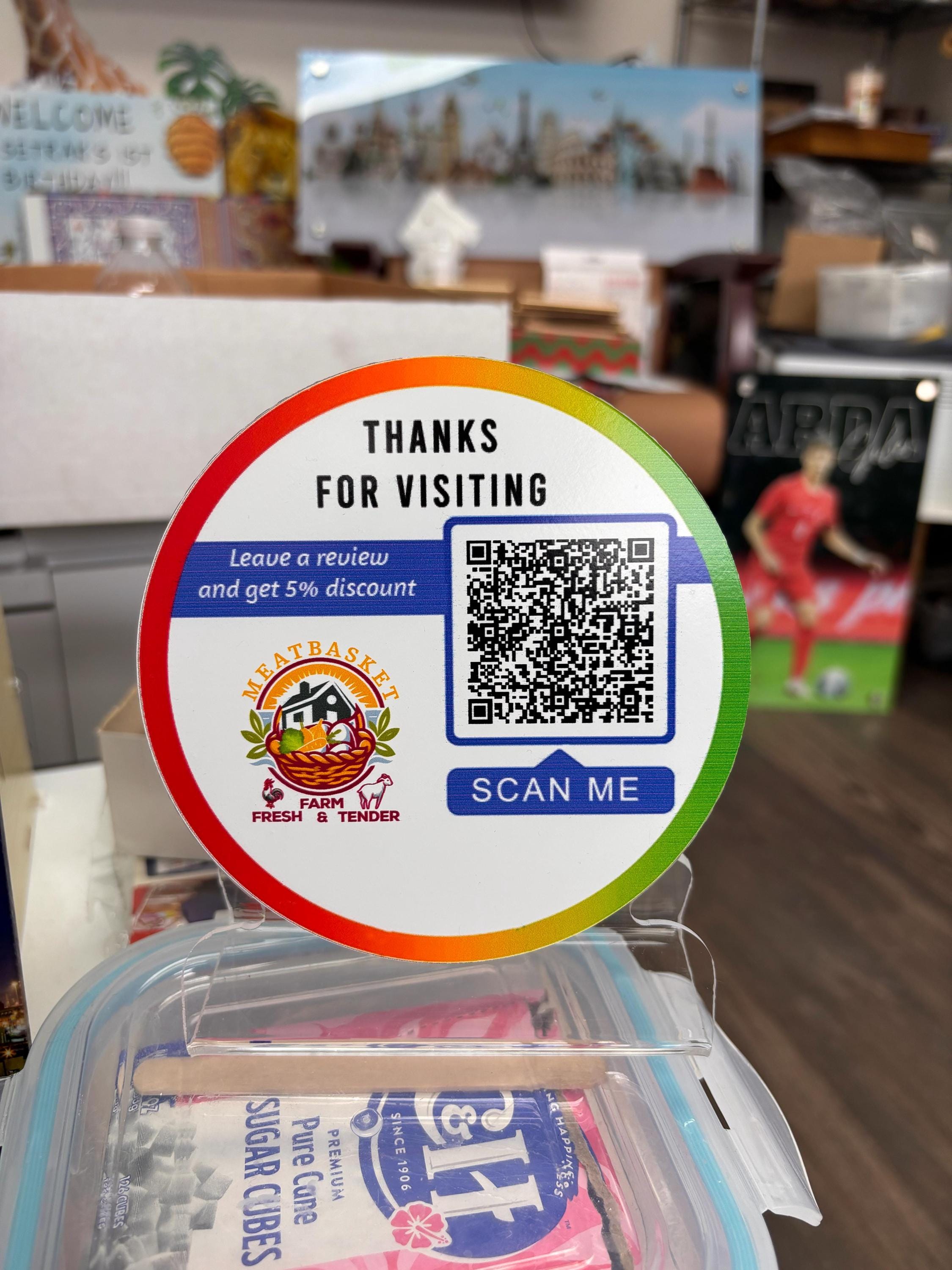 Small Business QR Code Sign – Acrylic Tip Jar, Google Review
