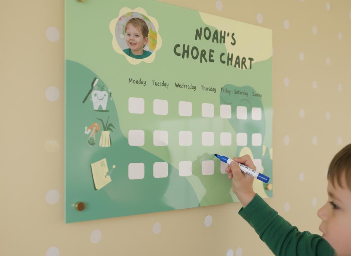 Kids Chore Chart: Personalized Acrylic Planner - Custom Photo