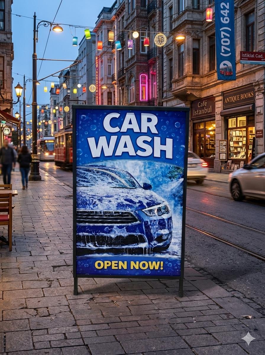 Durable A Frame Sidewalk Sign, Double Sided Outdoor Display, Foldab...