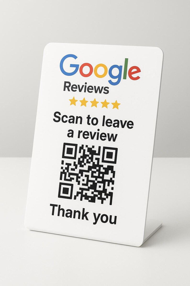 Custom Google Review QR Code Sign | Countertop Display (5x7) - Etsy