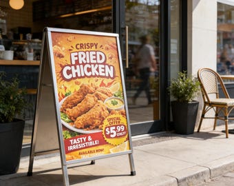 Custom A-Frame Sidewalk Sign, UV Printed Business Display Stand (Double-Sided)