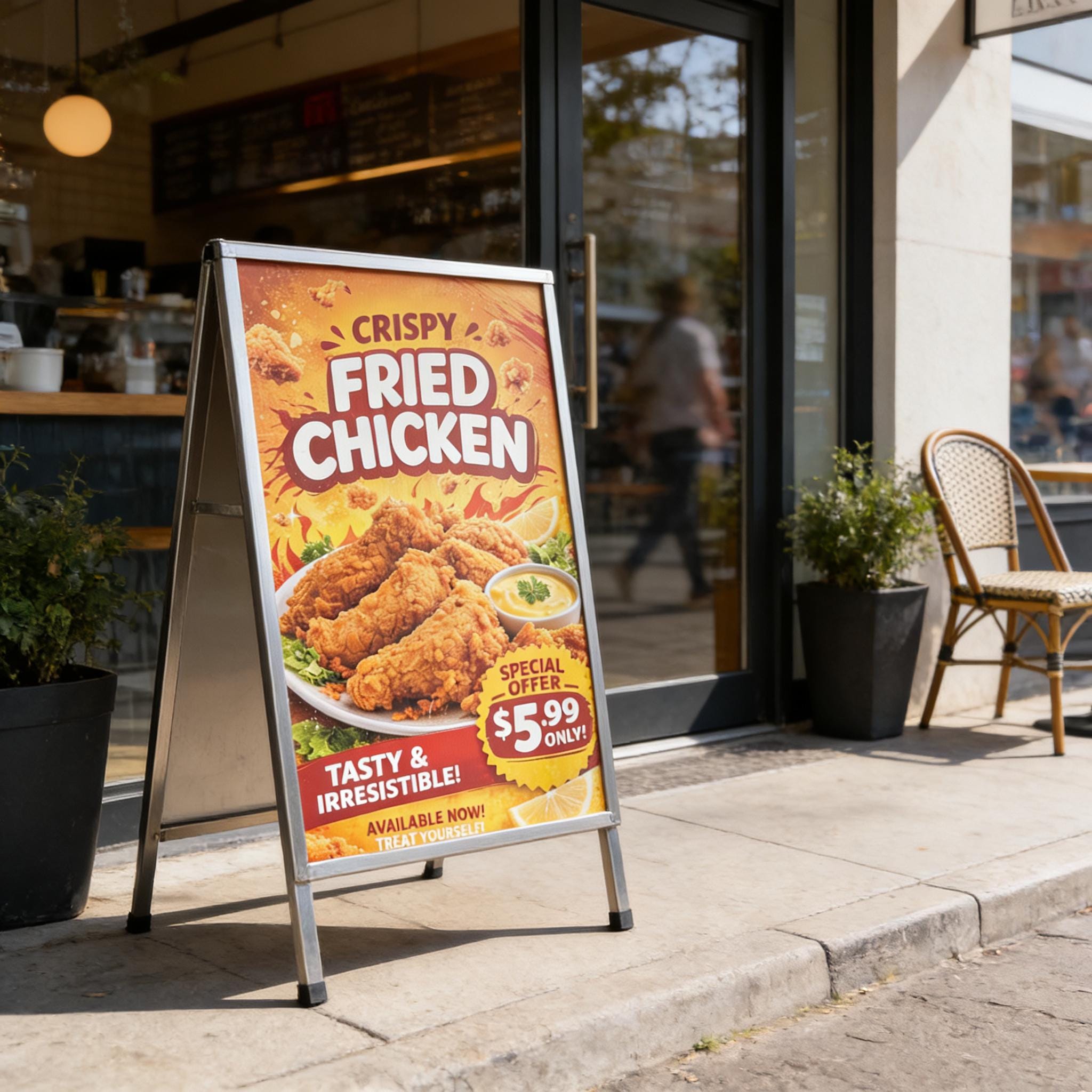 Custom A-Frame Sidewalk Sign, UV Printed Business Display Stand (Do...