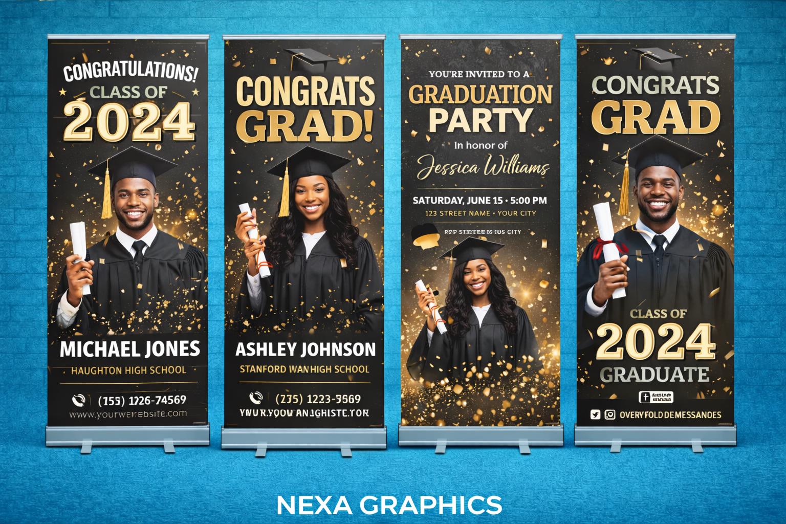 Custom Graduation Retractable Banner | Class of 2024 Party Decor
