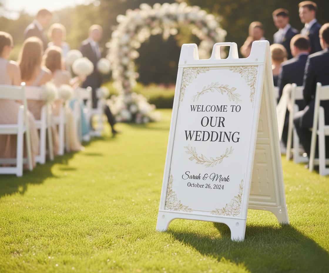 Custom Wedding Sidewalk Sign • Elegant Outdoor Welcome Sign