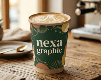 Custom Printed Coffee Cups, Full Color Logo Branded Disposable Business Packaging