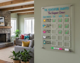 Personalized Acrylic Chore Chart for Kids, Dry Erase Homeschool Organizer