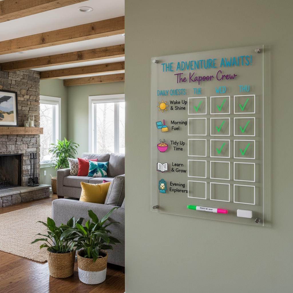 Personalized Acrylic Chore Chart for Kids, Dry Erase Homeschool Org...