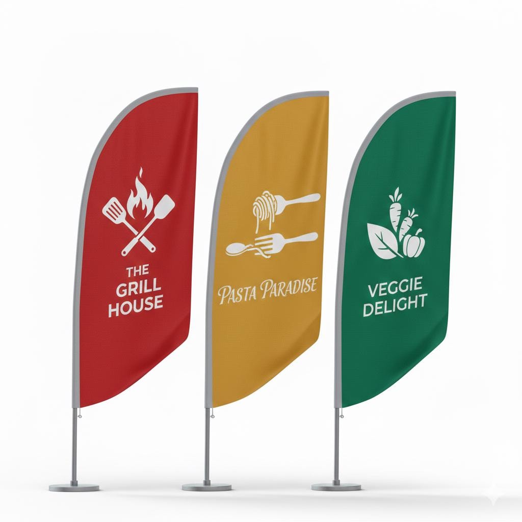 Custom Feather Flag Banner , Vibrant, Fade , Resistant Print