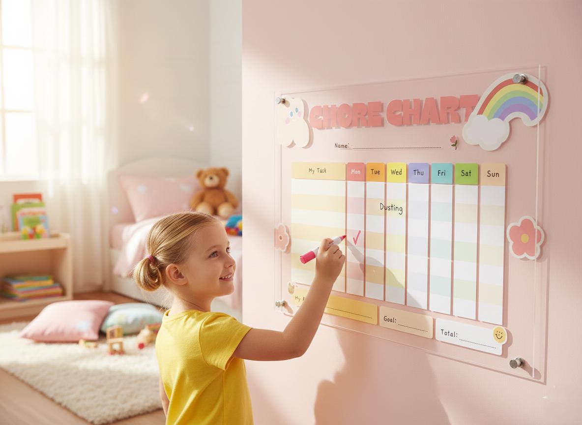 Acrylic Planner for Kids: Reusable Dry Erase - Bright Colors