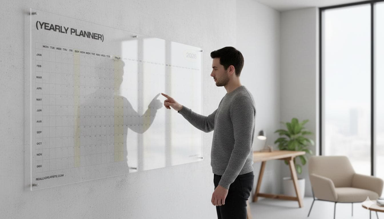 Dry Erase Wall Calendar: Yearly Overview - Clear Acrylic Board