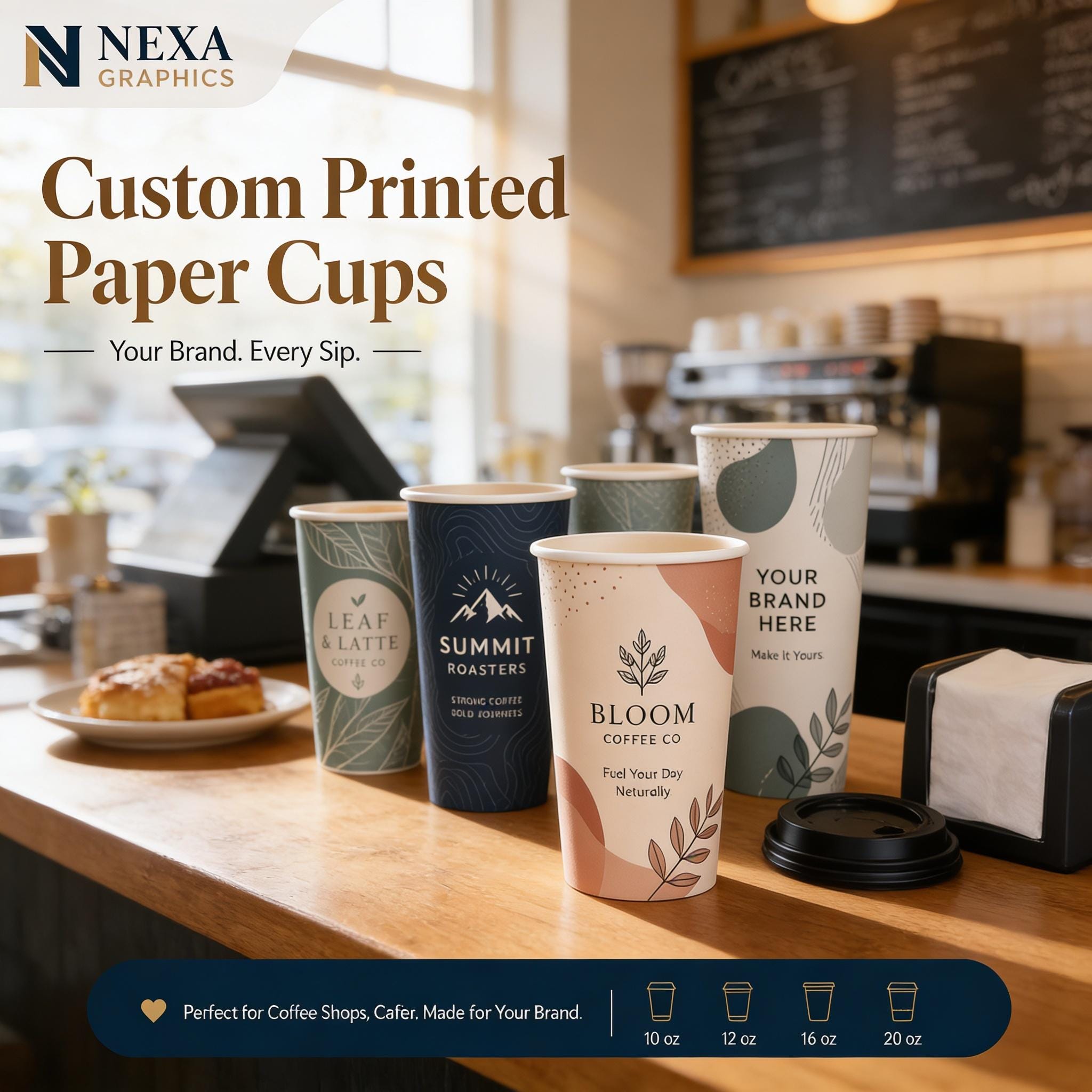 Custom Printed Paper Cups: Full Color Logo Branded Drinkware (10-20...