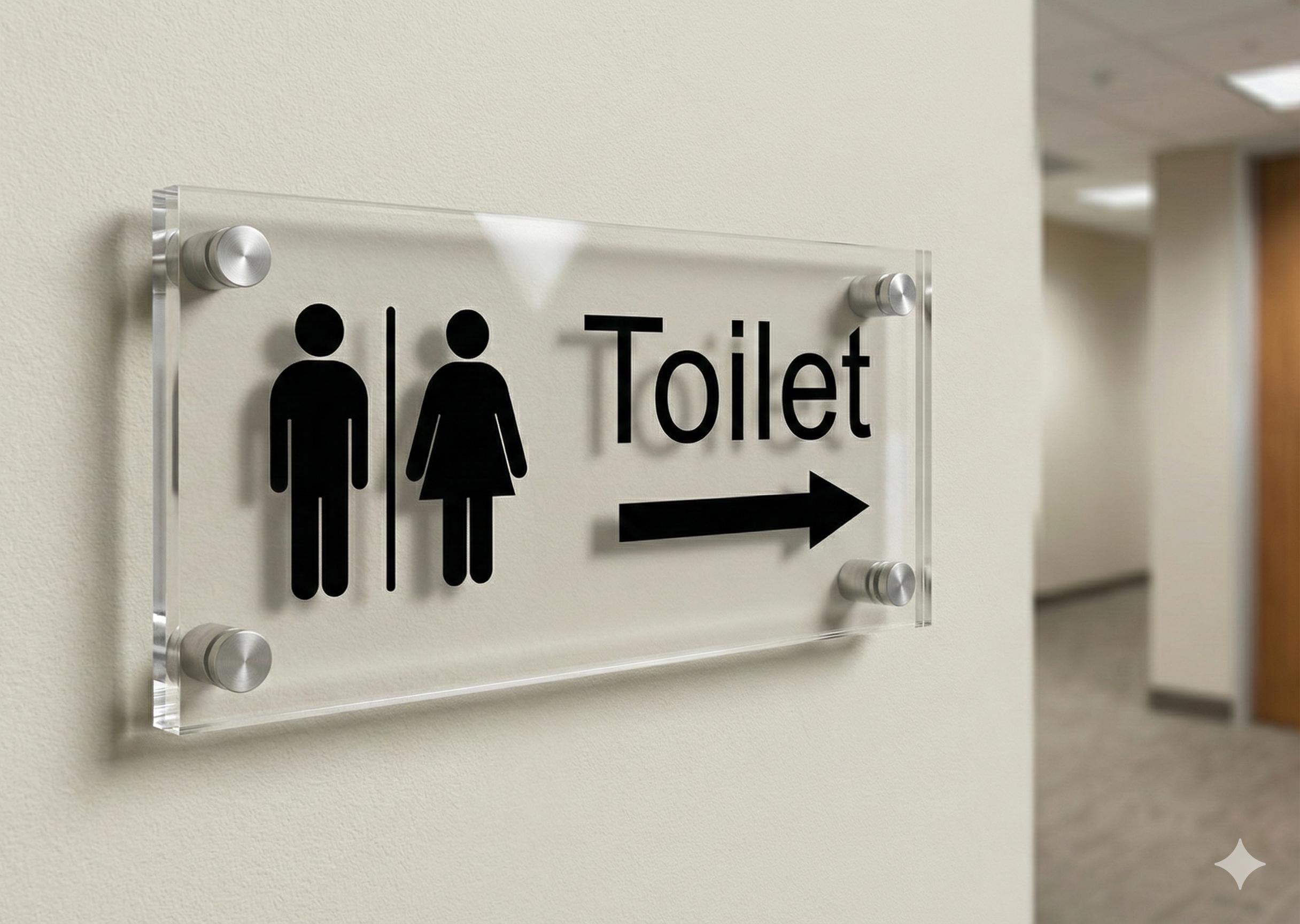 Modern Acrylic Restroom Sign | Stainless Steel Standoffs
