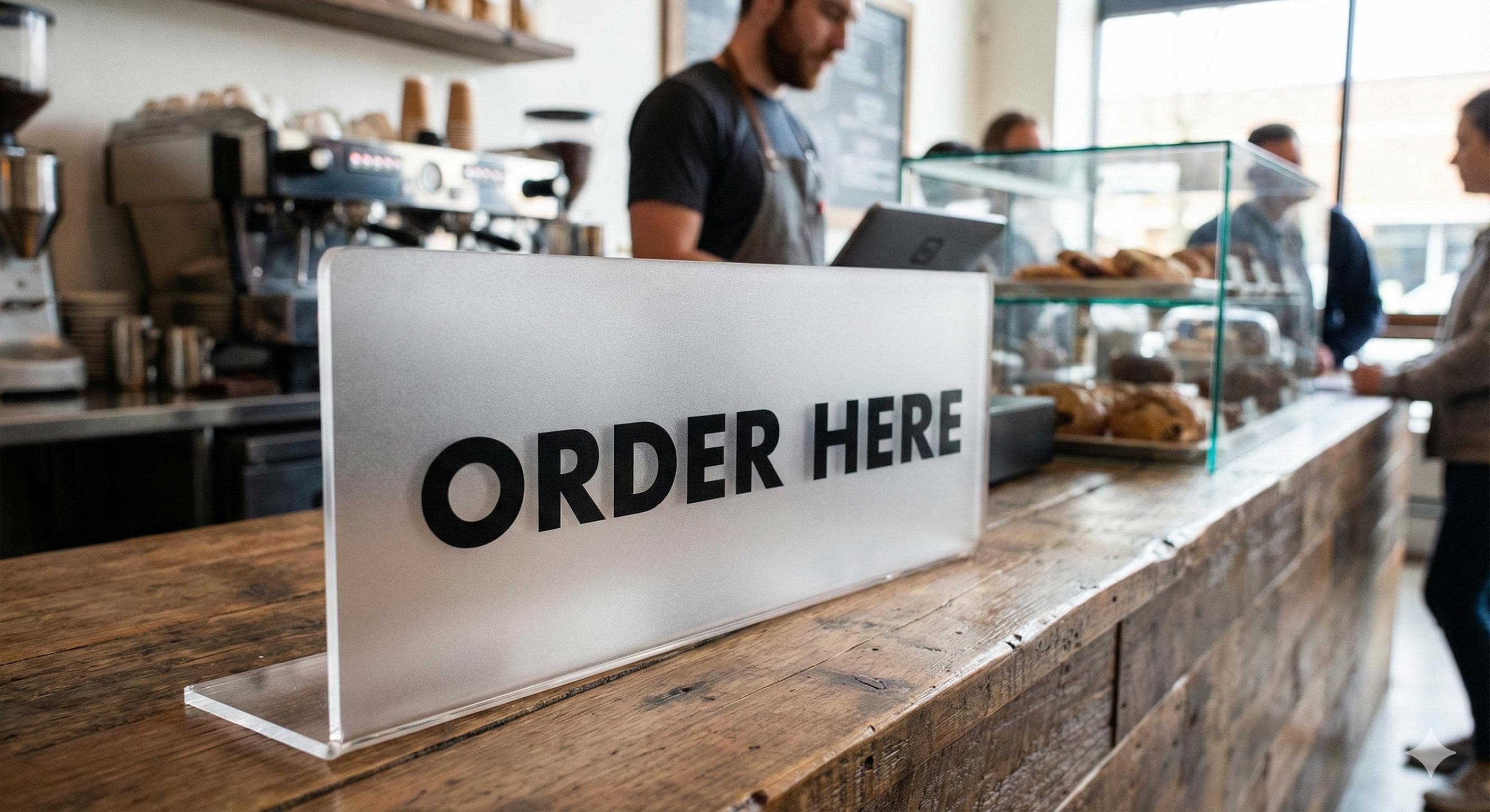 Custom Acrylic Order Here | Pic UP Here Sign, Modern Cafe Counter (...