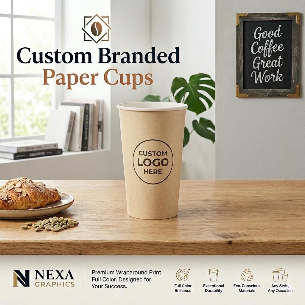 Custom Branded Paper Cups: Full Color Wraparound Logo Printing