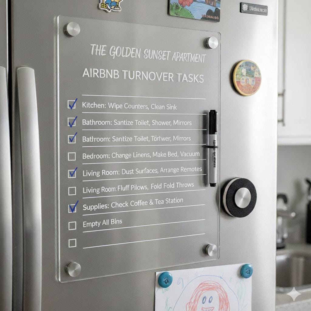 Acrylic Housekeeping Checklist | Dry Erase Hotel & Airbnb Turnover ...