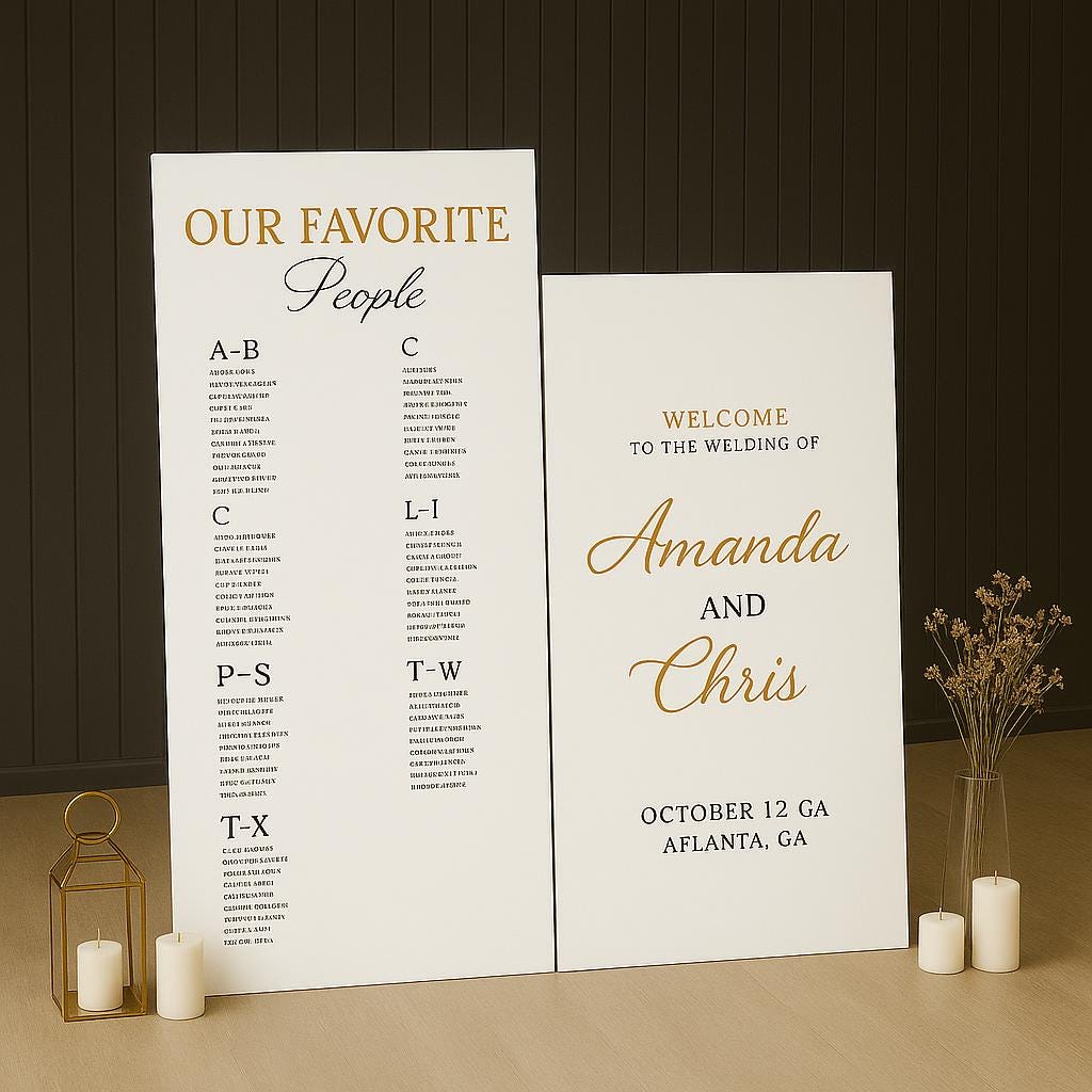 Custom Acrylic Wedding Sign Set, Welcome and Seating Chart, Made in...