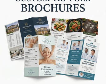Custom Tri-Fold Brochure Printing for Business Marketing, Professional Folded Pamphlets, Promotional Brochure Design Service