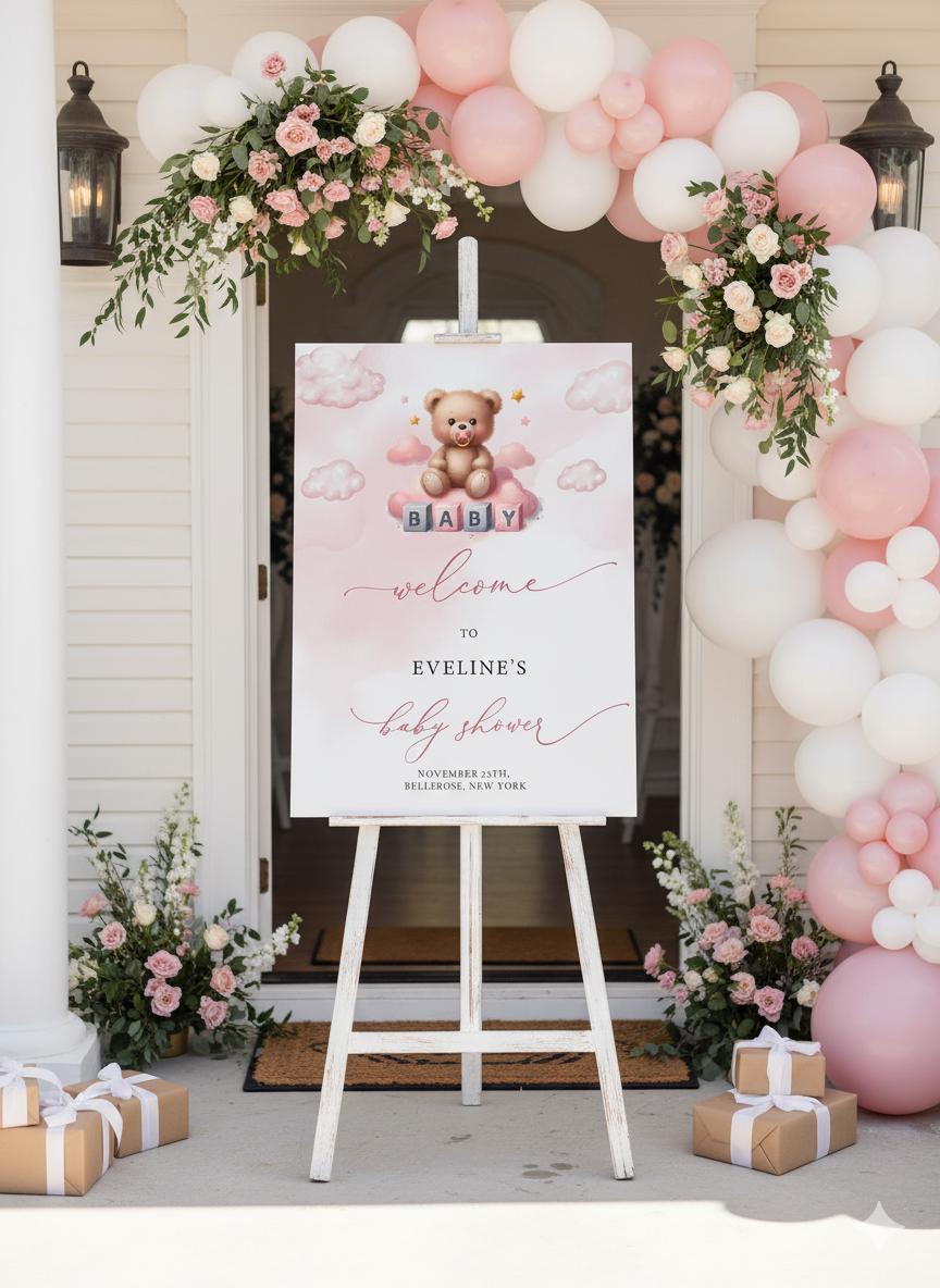 Custom PVC Baby Shower Welcome Sign, Sweet Baby Theme