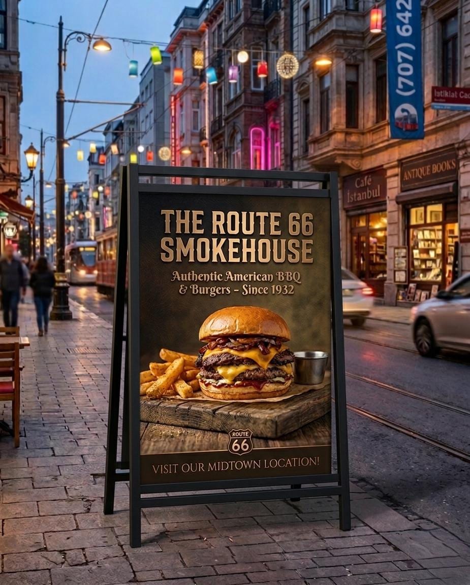 Custom A-Frame Sidewalk Sign: Steel Frame, UV Printed Panels (24"x36")