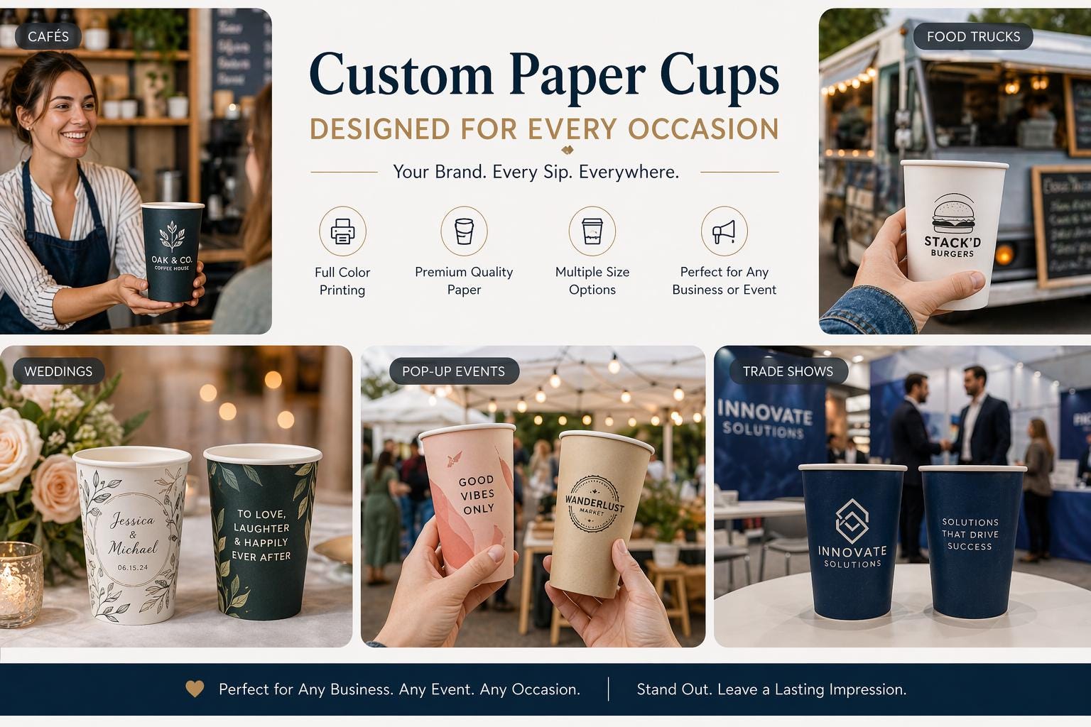 Custom Printed Paper Cups: Personalized Logo, Full Color Wrap - Etsy
