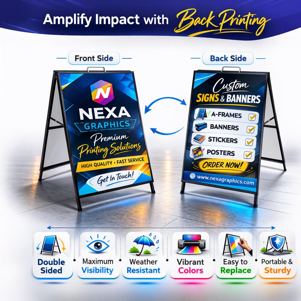 Custom A-Frame Sidewalk Sign, Double Sided UV Printed Advertising B...