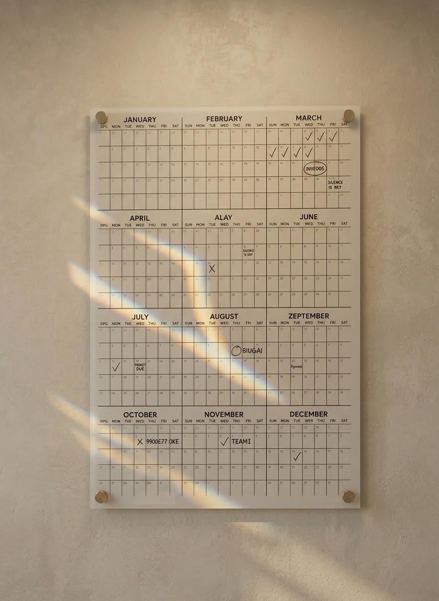 Yearly Dry Erase Calendar , Large Acrylic Wall Planner