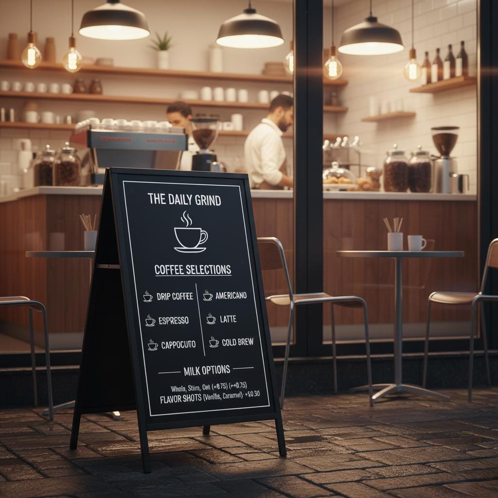 Coffe Sidewalk Sign Board: Custom A-Frame Display (Waterproof, Port...