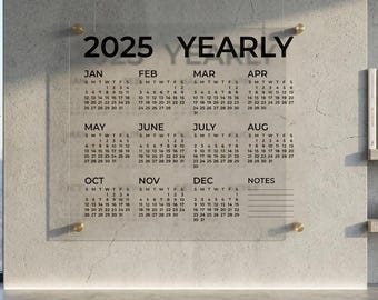 Yearly Acrylic Calendar, Reusable Wall Planner, Modern Office Organization Board
