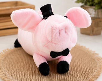 Sir Pig Small Pink Pig Plushie, Handmade Soft Minky Stuffed Animal Gift