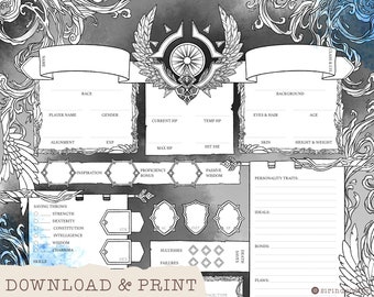Collections With D D Paladin Character Sheet By Naturalstudio On Etsy