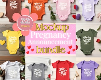 Bodysuit Flat Lay Mockup – Editable PSD Bundle of Baby Bodysuits in 22 Colors – Ideal for Birth Announcements & Baby Shower Gifts