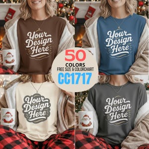 50x colos, xmas pullover, Shirt Mockup Bundle, Comfort Colors 1717 , Holiday Oversized Tee Pack,