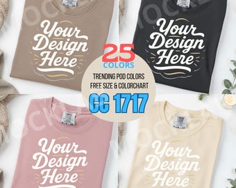 25X Comfort Colors 1717 Flatlay T-shirt Mockup Bundle, C1717 Flatlay Mockup Bundle, Folded Tee Mockup, Garment-Dyed Unisex T-Shirt Mockup.