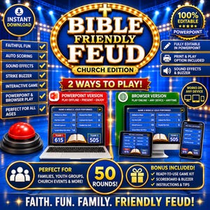 Friendly Feud Family Game Night | 2 Versions PowerPoint , Browser Game Show | Auto Score | Round Timer | Party Games for Adults  Families