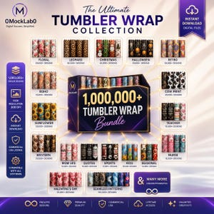 1M+ Tumbler Wrap Bundle PNG SVG DXF EPs | 20oz Skinny Tumbler Sublimation Designs | Mega Digital Download Pack